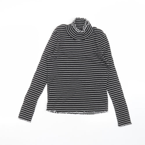 Essential Womens Black Striped  Basic T-Shirt Size 12