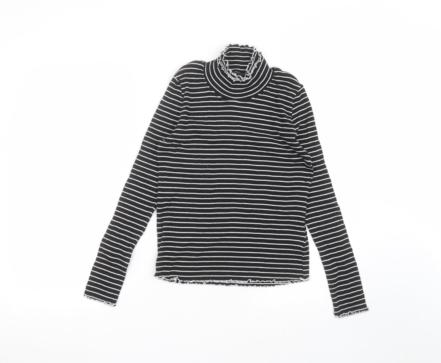 Essential Womens Black Striped  Basic T-Shirt Size 12