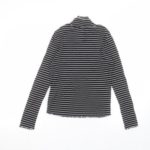 Essential Womens Black Striped  Basic T-Shirt Size 12