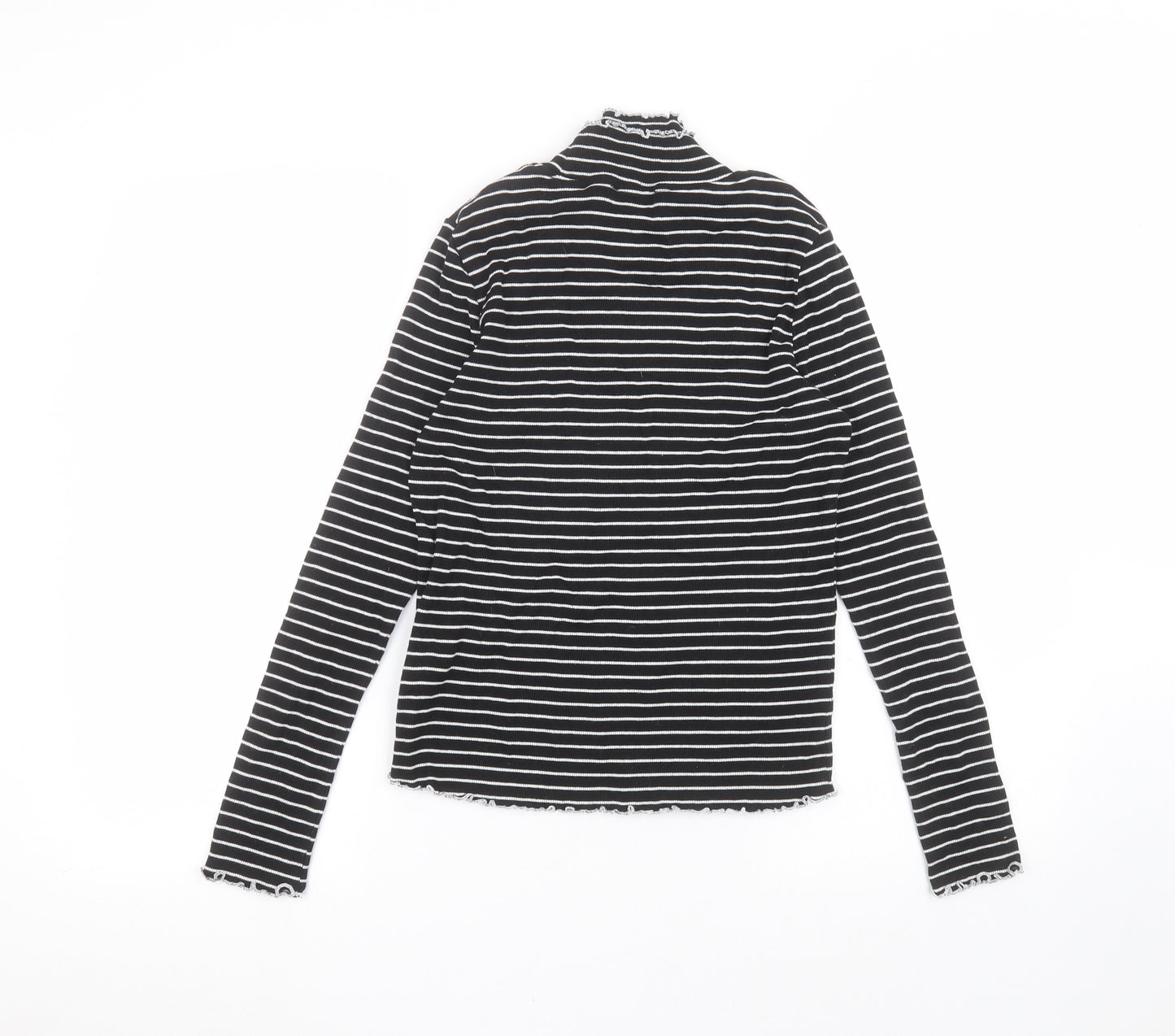 Essential Womens Black Striped  Basic T-Shirt Size 12