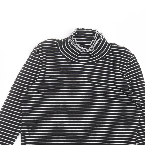 Essential Womens Black Striped  Basic T-Shirt Size 12