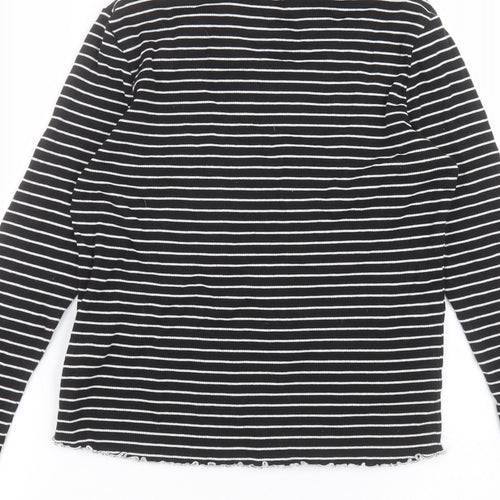 Essential Womens Black Striped  Basic T-Shirt Size 12