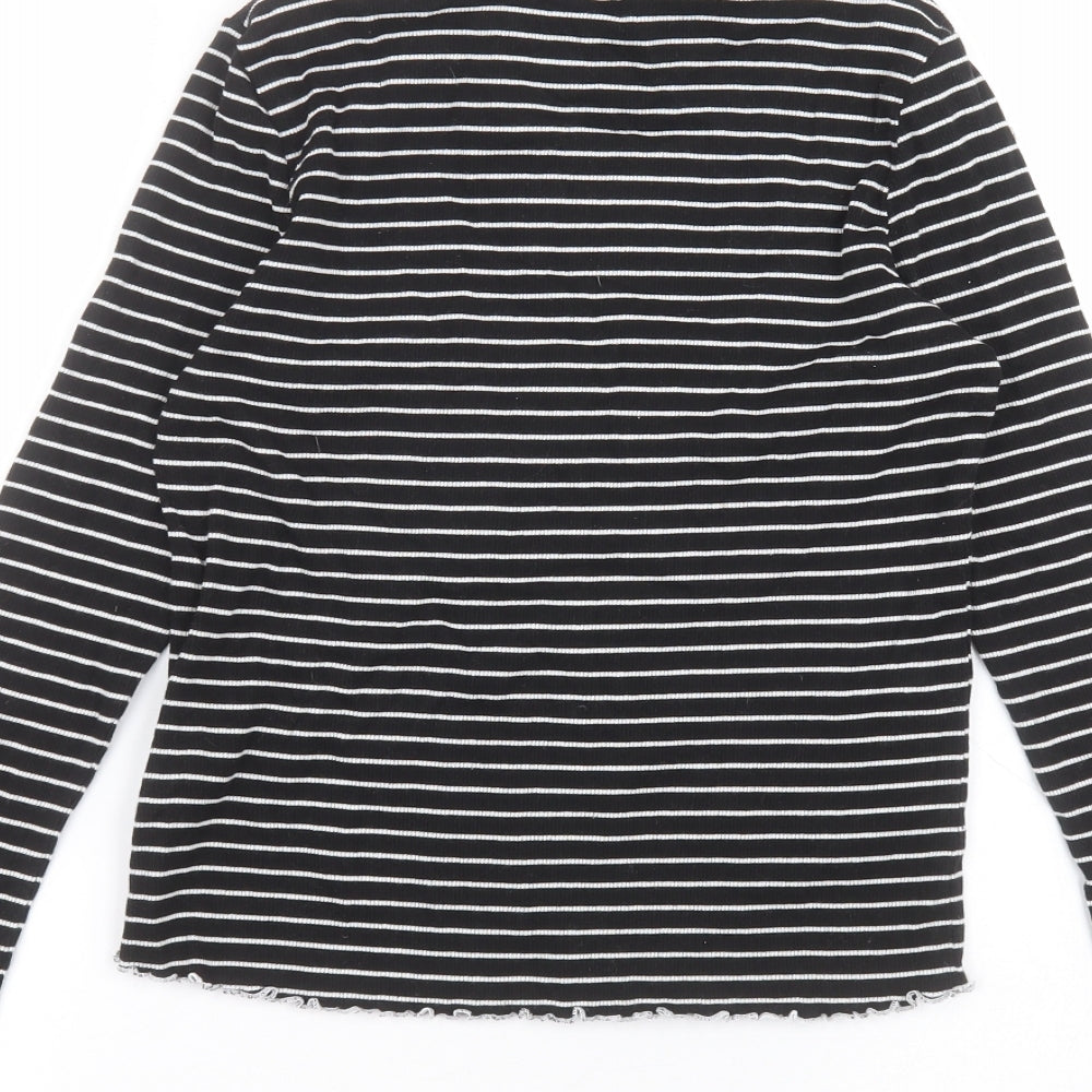 Essential Womens Black Striped  Basic T-Shirt Size 12