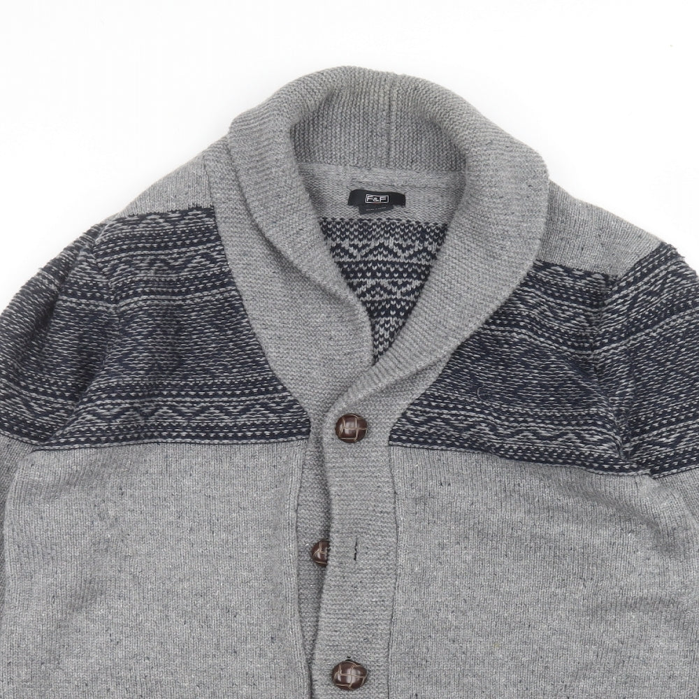 F&F Mens Grey   Jacket Coatigan Size M