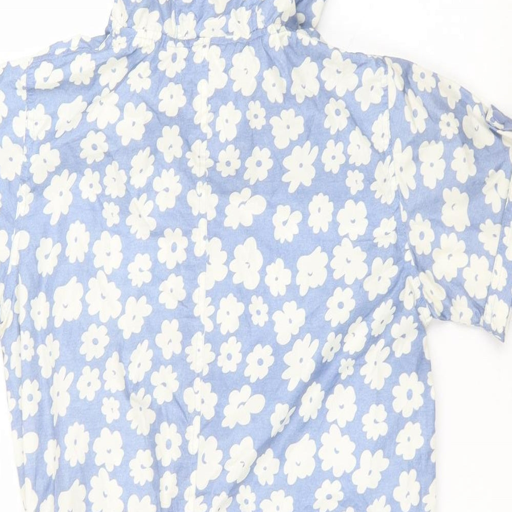 Denim & Co. Womens Blue Floral  Rain Coat Coat Size L  - Playsuit coat