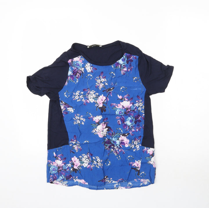 Oasis Womens Blue Floral Basic Blouse Size S