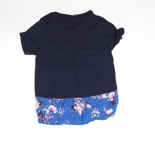 Oasis Womens Blue Floral  Basic Blouse Size S