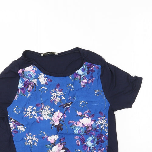Oasis Womens Blue Floral  Basic Blouse Size S