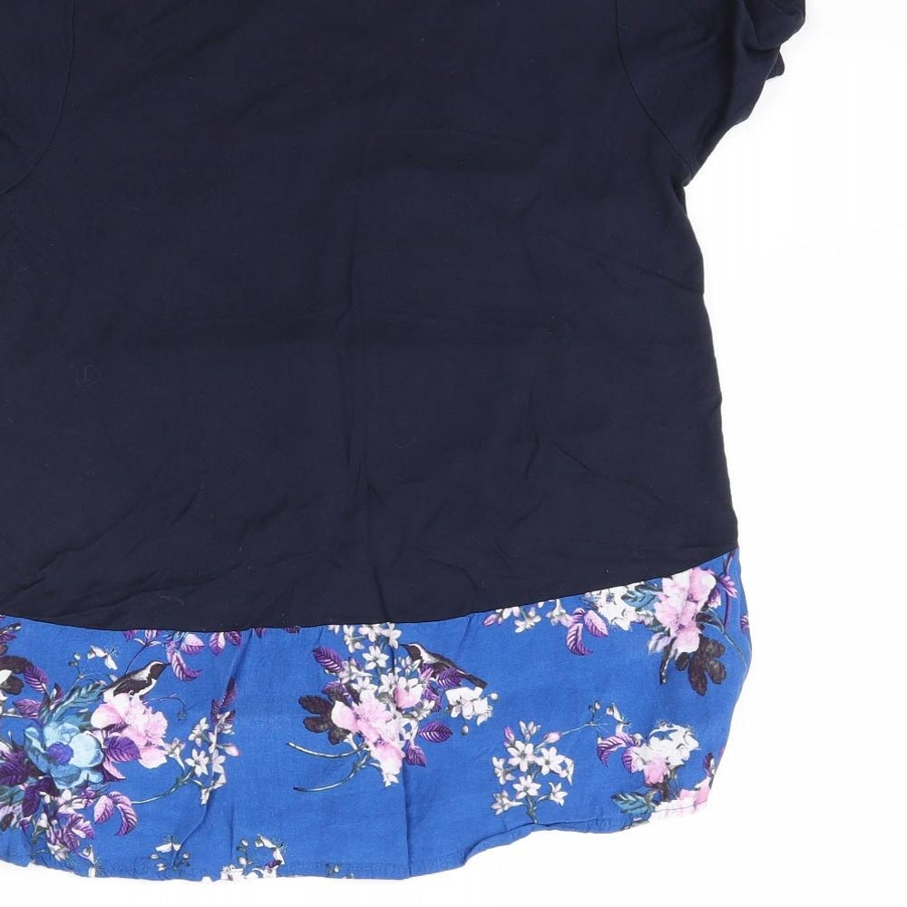 Oasis Womens Blue Floral  Basic Blouse Size S