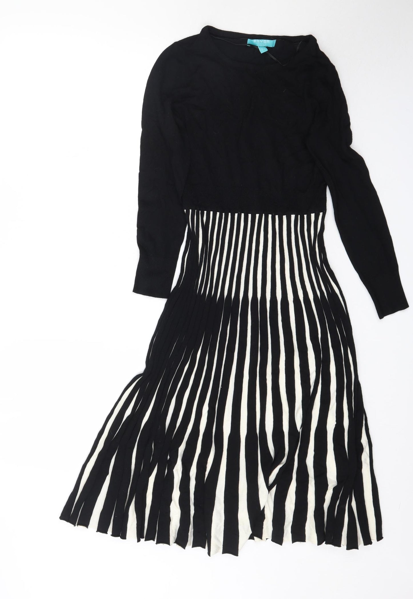 Fever London Womens Black Striped  Fit & Flare  Size 10