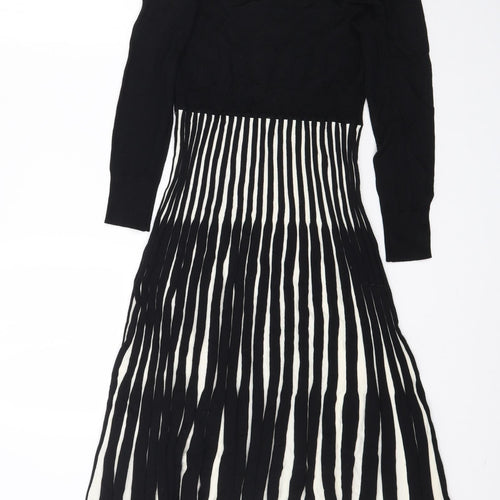 Fever London Womens Black Striped  Fit & Flare  Size 10