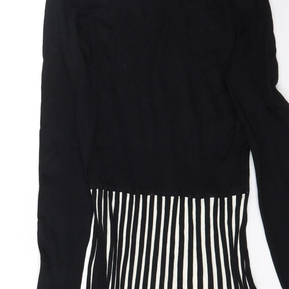 Fever London Womens Black Striped  Fit & Flare  Size 10