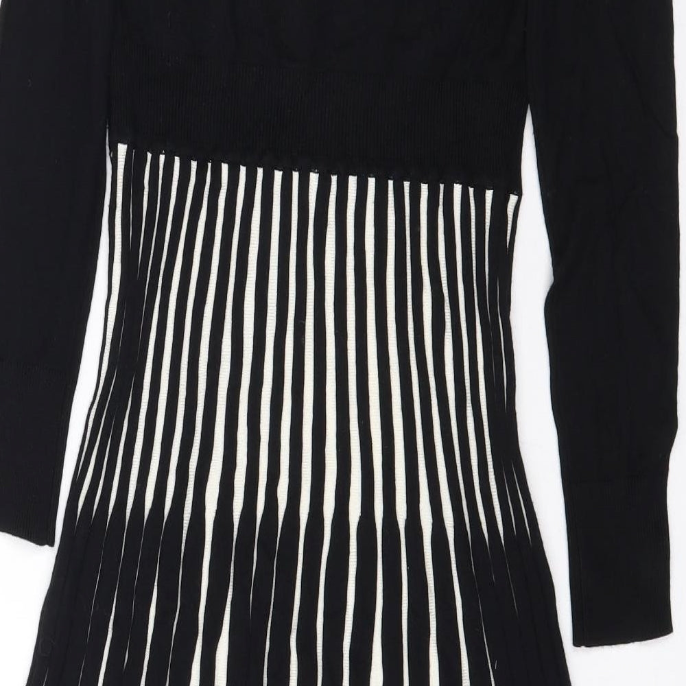 Fever London Womens Black Striped  Fit & Flare  Size 10