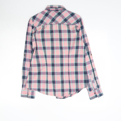 Denim Co. Womens Multicoloured Plaid  Basic Button-Up Size 12