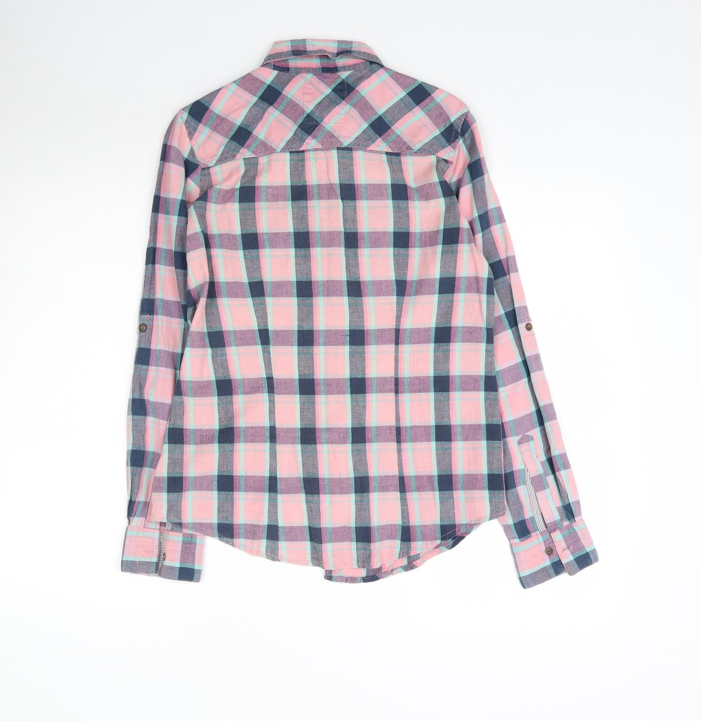 Denim Co. Womens Multicoloured Plaid  Basic Button-Up Size 12