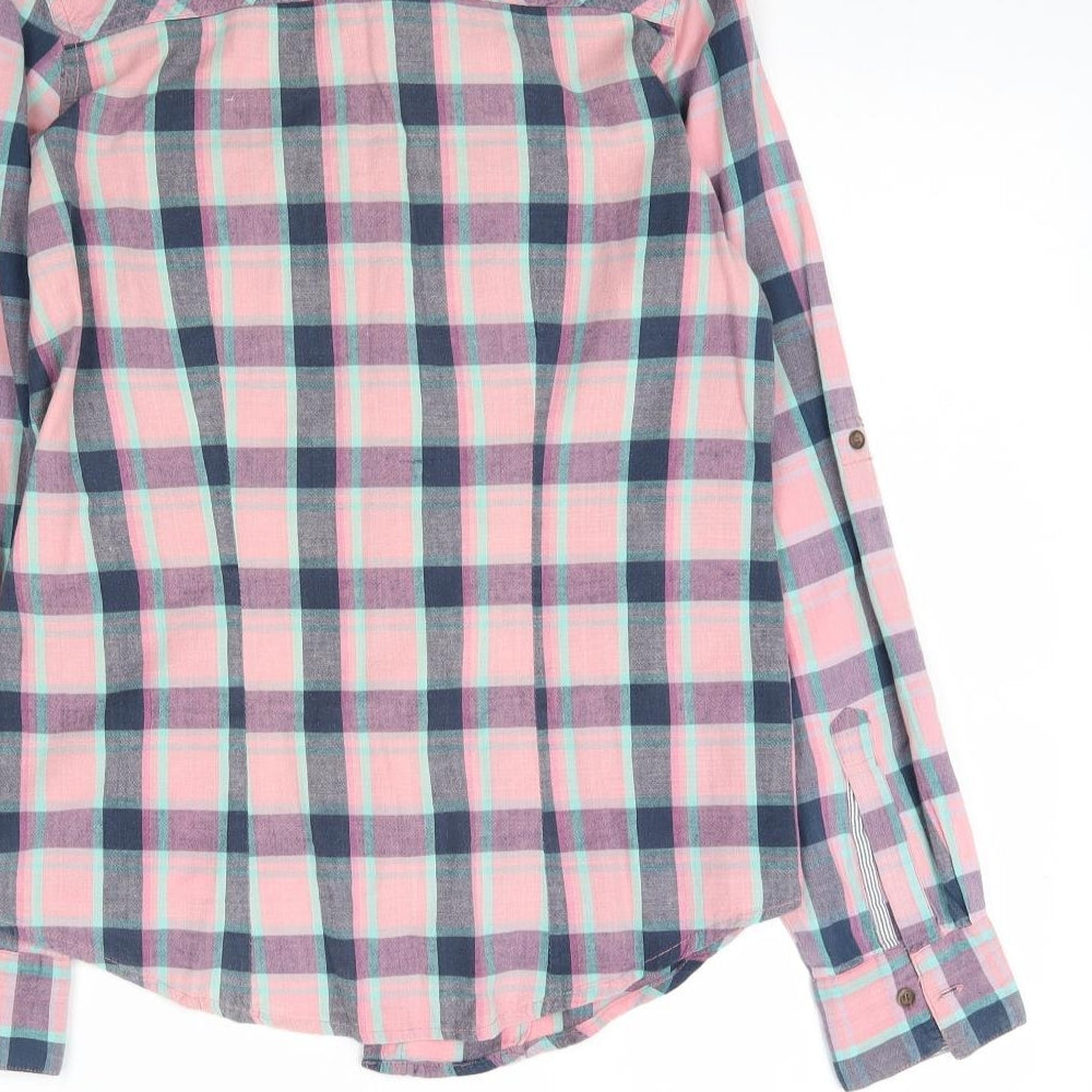 Denim Co. Womens Multicoloured Plaid  Basic Button-Up Size 12