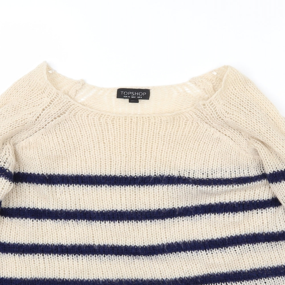 Topshop Womens Multicoloured Striped Knit Pullover Jumper Size 6