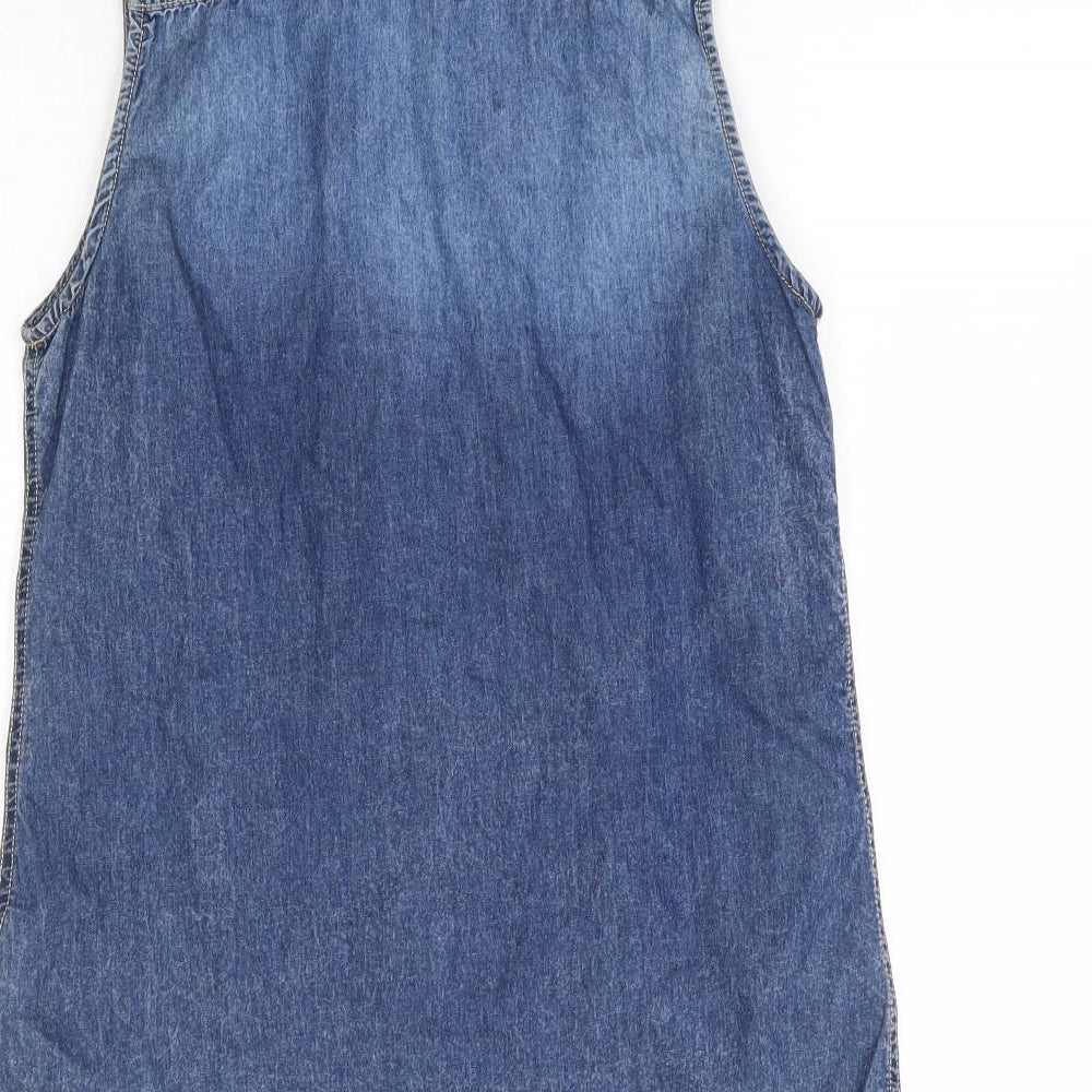 Preworn Womens Blue  Denim Basic Button-Up Size 10