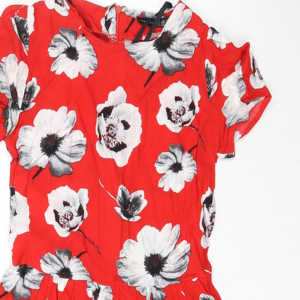 Atmosphere Womens Red Floral  Mini  Size 8