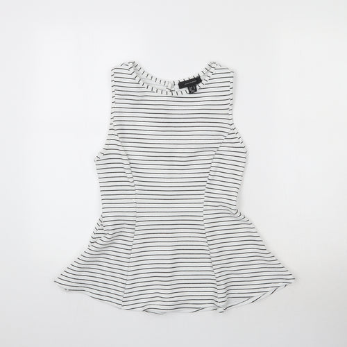Atmosphere Womens White Striped  Basic Blouse Size 10