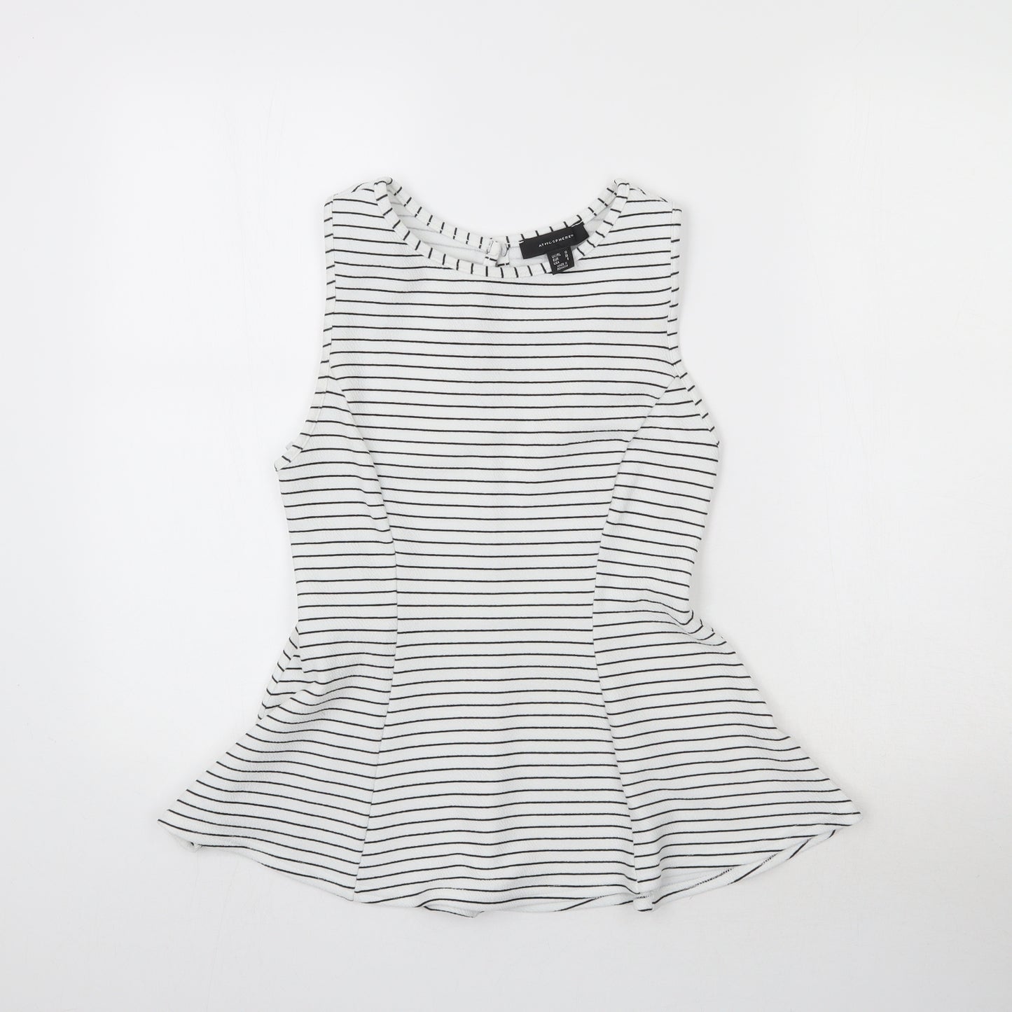 Atmosphere Womens White Striped  Basic Blouse Size 10
