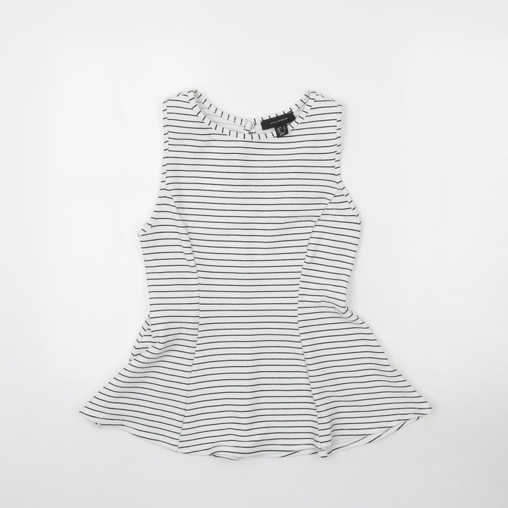 Atmosphere Womens White Striped  Basic Blouse Size 10