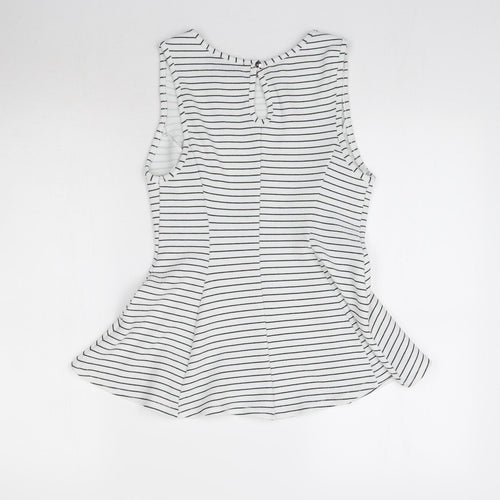 Atmosphere Womens White Striped  Basic Blouse Size 10