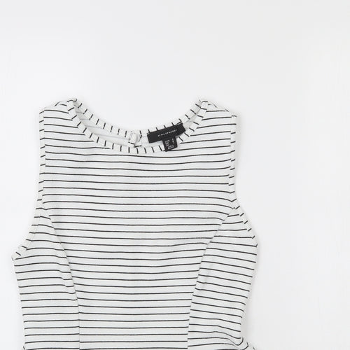Atmosphere Womens White Striped  Basic Blouse Size 10