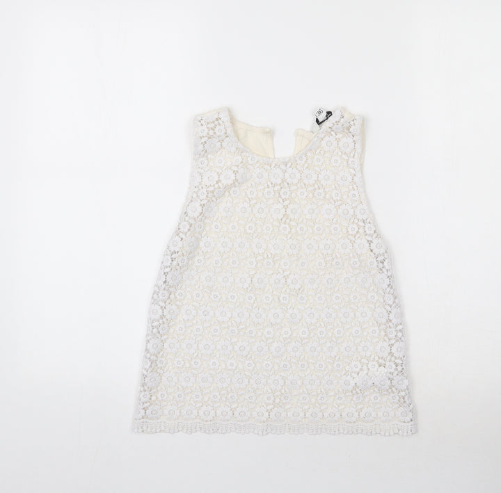 New Look Womens White  Lace Basic Blouse Size 8
