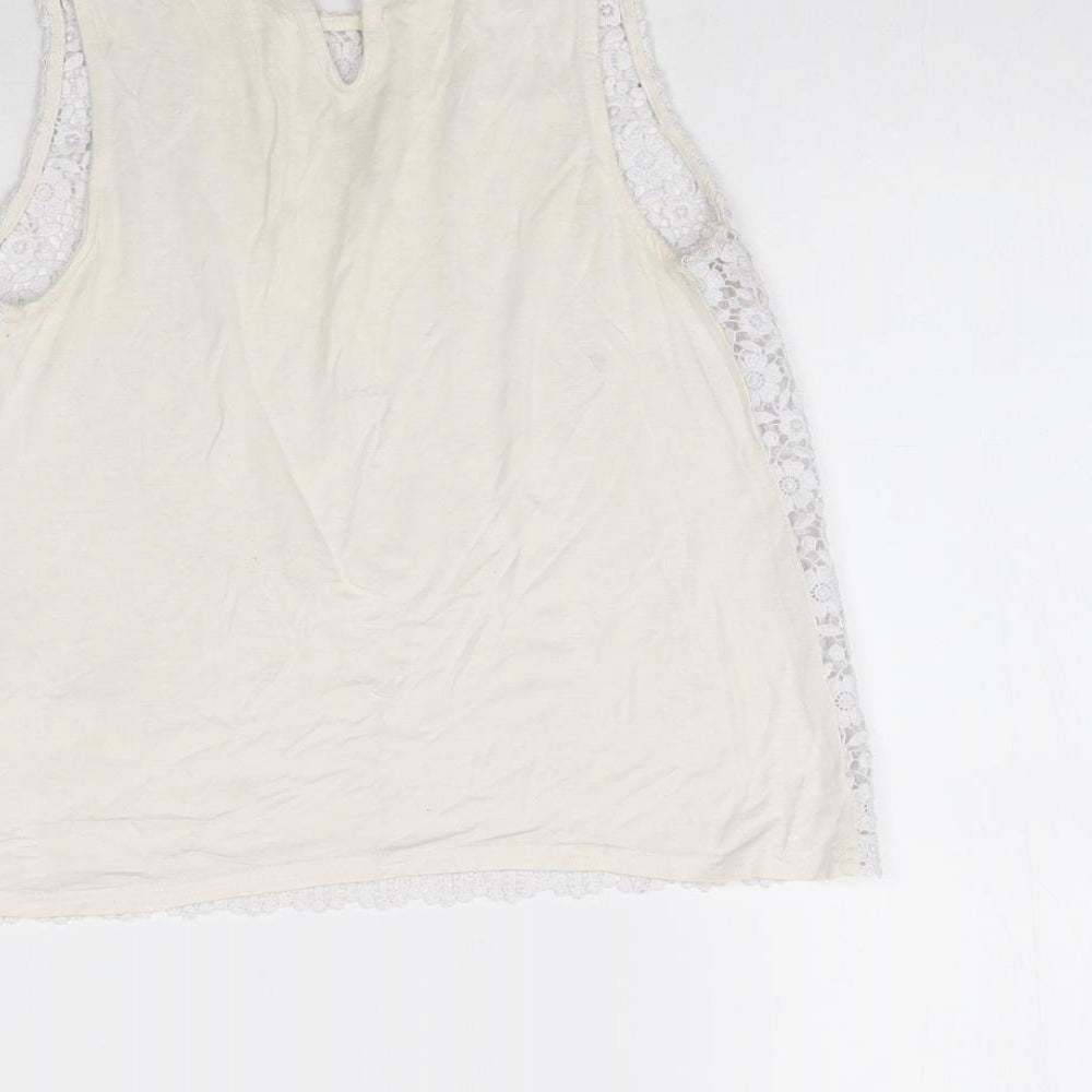 New Look Womens White  Lace Basic Blouse Size 8