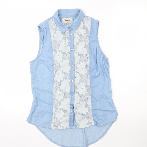 Denim Co. Womens Blue  Denim Basic Button-Up Size 10