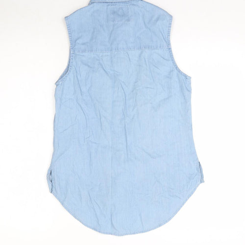 Denim Co. Womens Blue  Denim Basic Button-Up Size 10