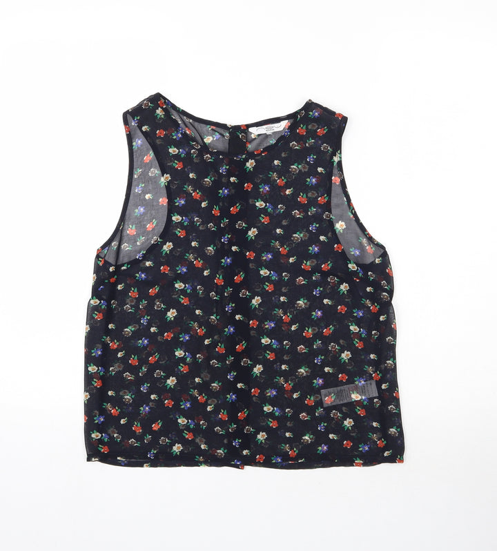 New Look Womens Black Floral Basic Blouse Size 14