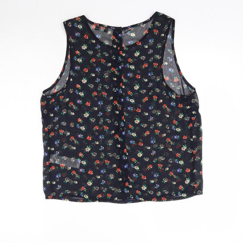 New Look Womens Black Floral  Basic Blouse Size 14