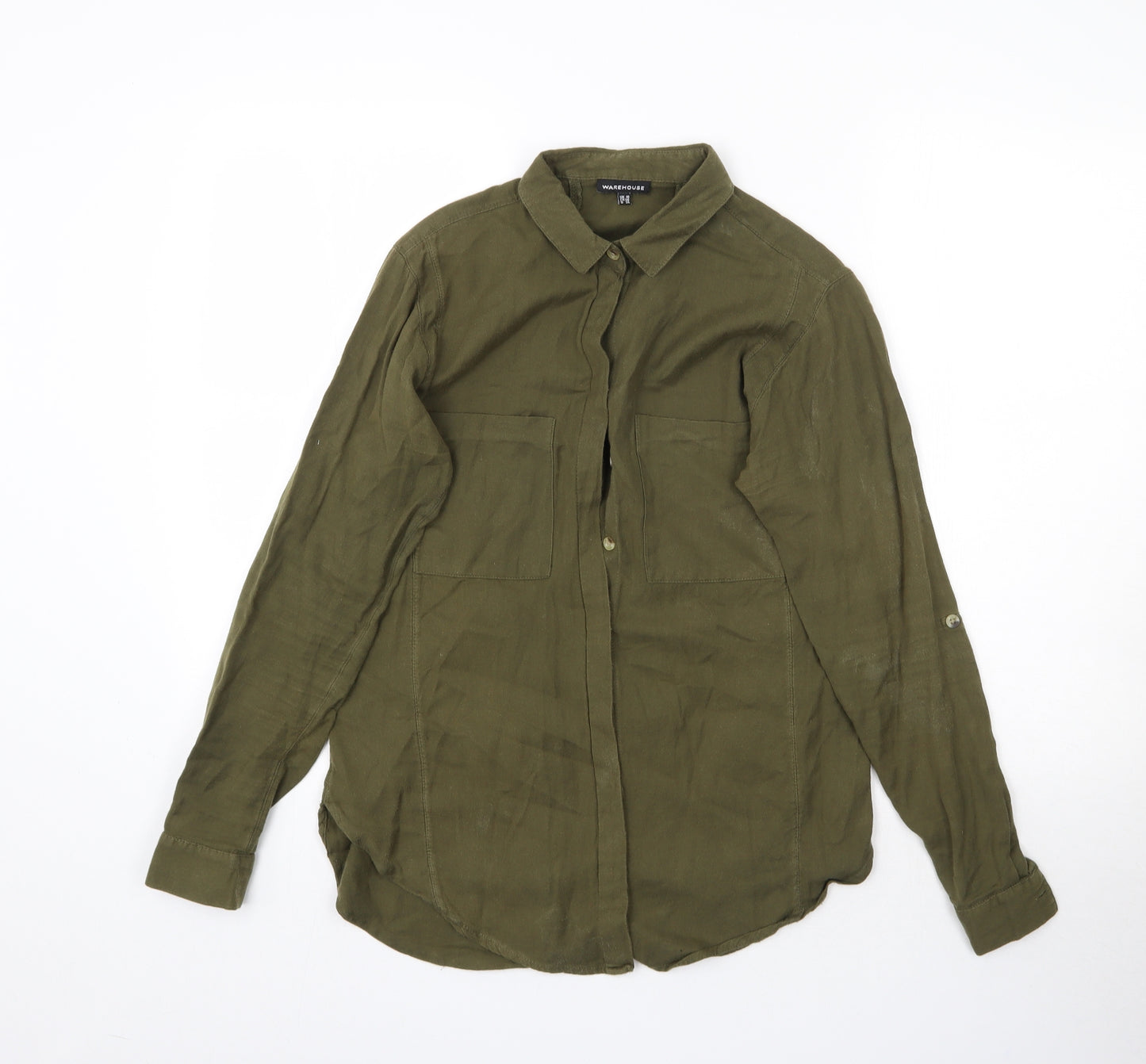 Warehouse Womens Green   Basic Button-Up Size 10