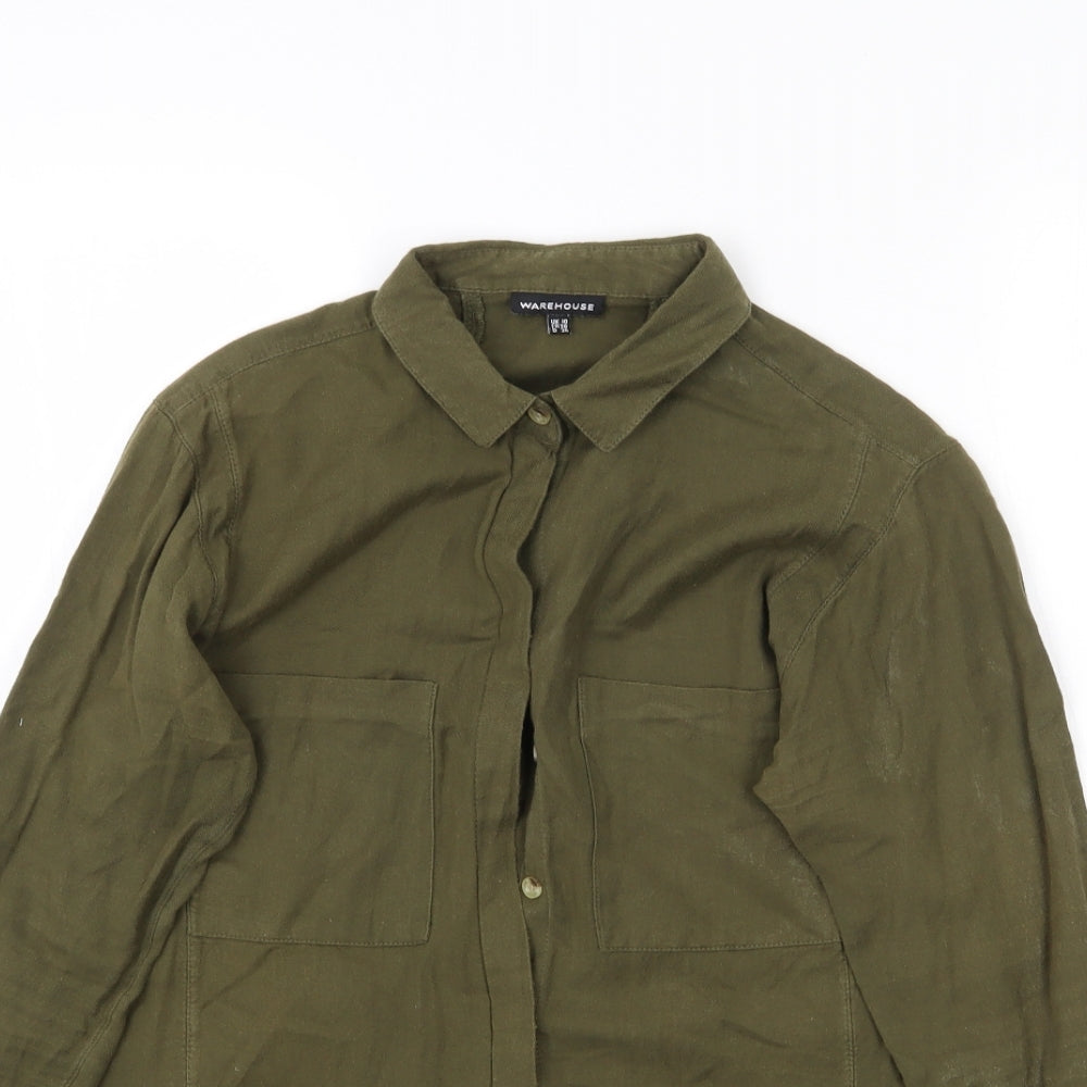 Warehouse Womens Green   Basic Button-Up Size 10