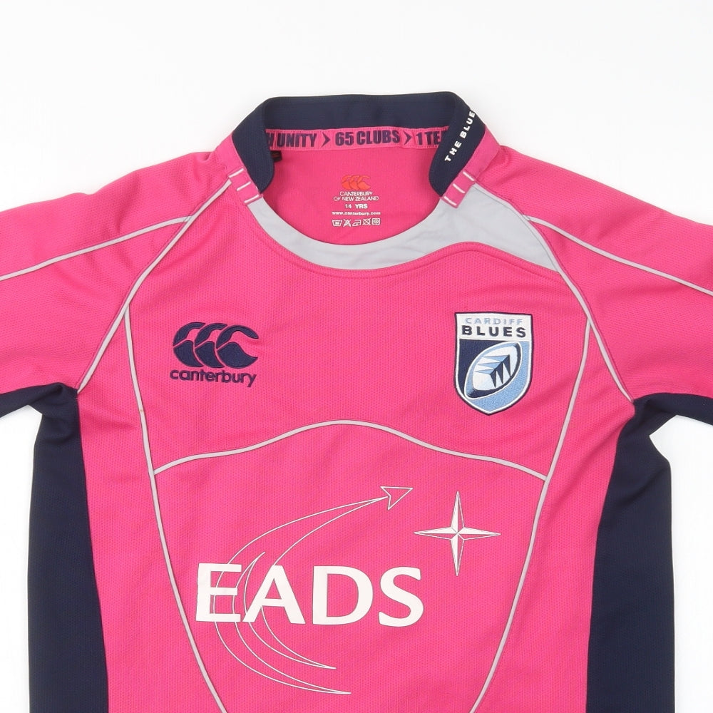 Canterbury Boys Pink   Basic T-Shirt Size 14 Years  - Cardiff Blues