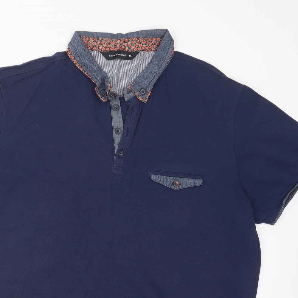 Cedar Wood State Mens Blue    Polo Size XL