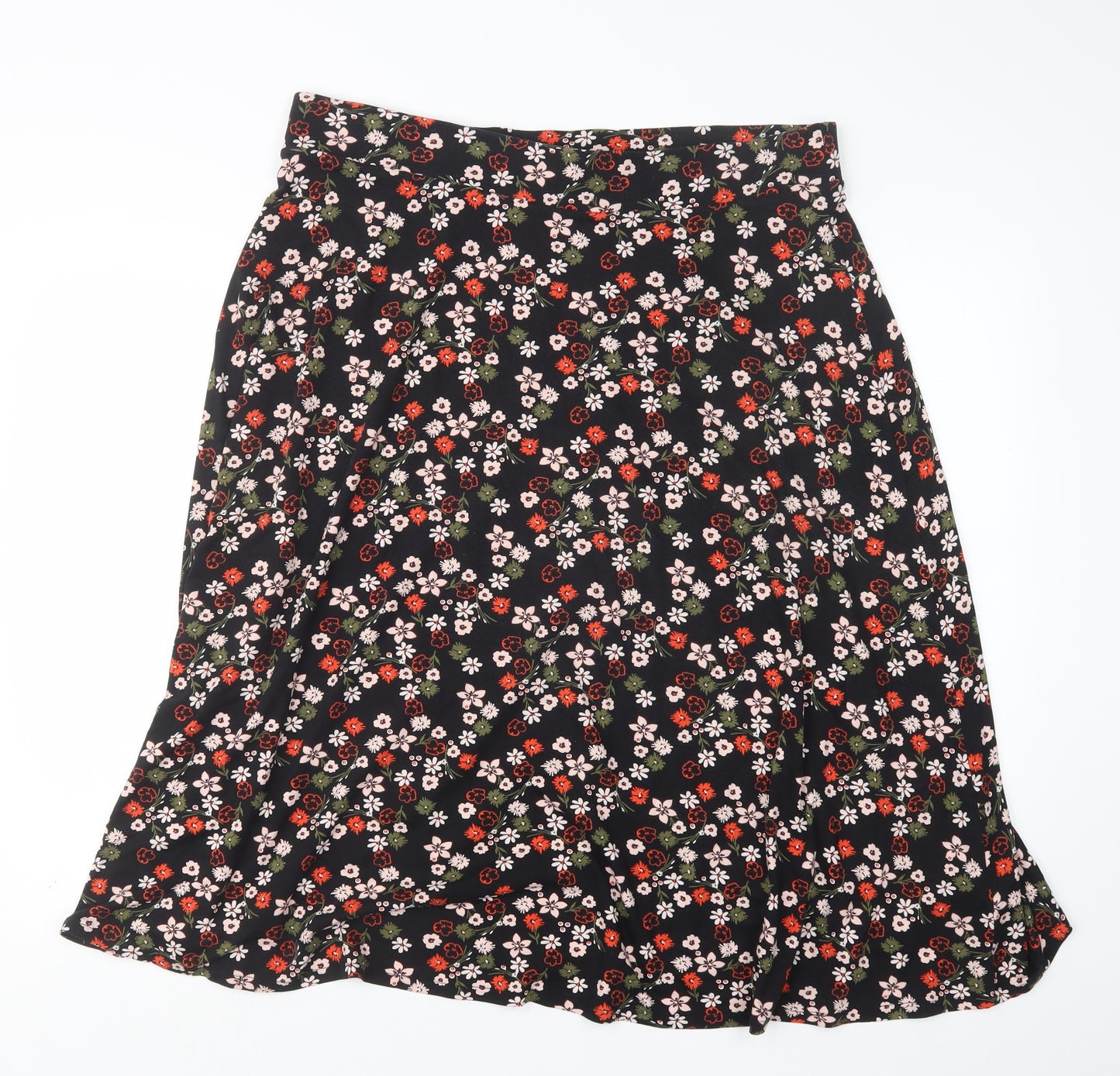 Marks and Spencer Womens Black Floral  A-Line Skirt Size 18