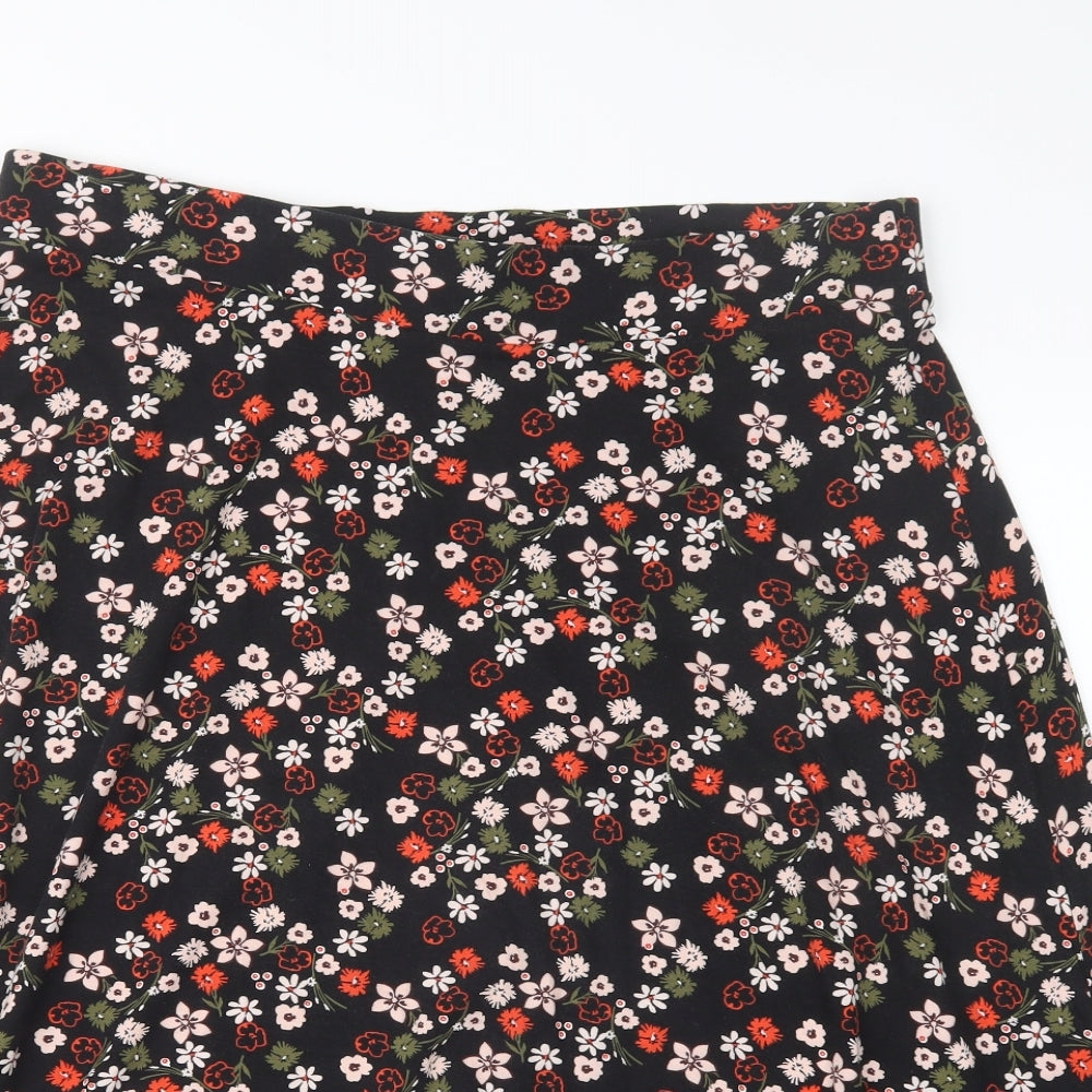 Marks and Spencer Womens Black Floral  A-Line Skirt Size 18