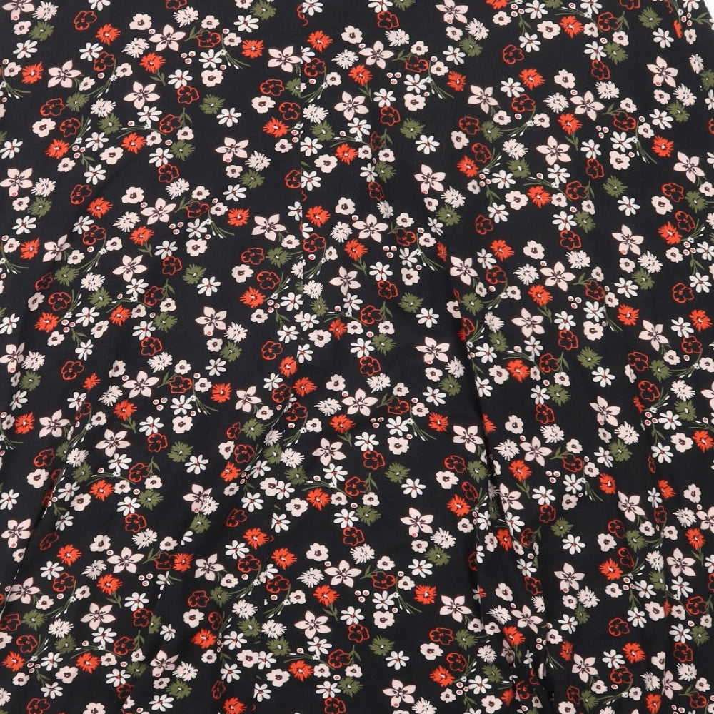 Marks and Spencer Womens Black Floral  A-Line Skirt Size 18