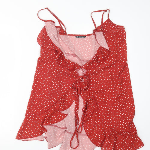 SheIn Womens Red Geometric  Basic Blouse Size S