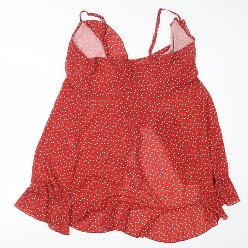 SheIn Womens Red Geometric  Basic Blouse Size S