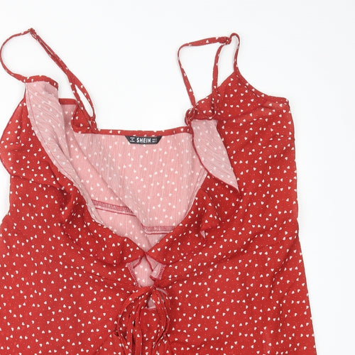 SheIn Womens Red Geometric  Basic Blouse Size S