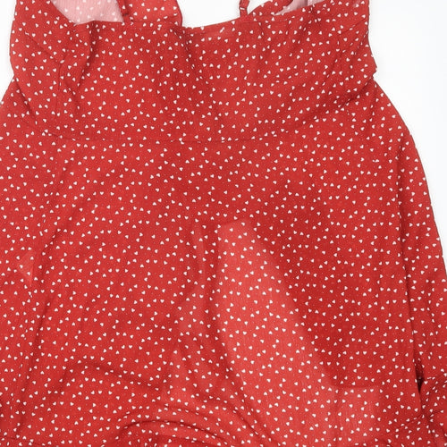SheIn Womens Red Geometric  Basic Blouse Size S