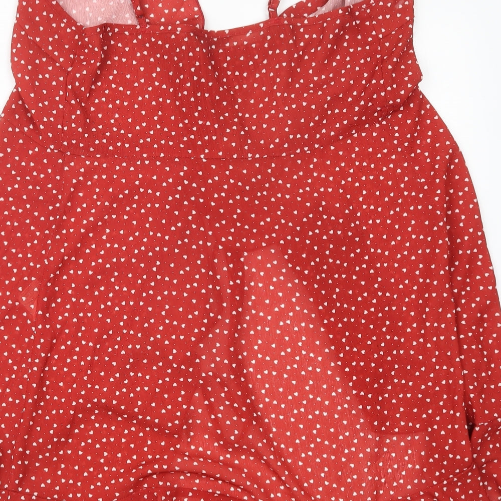 SheIn Womens Red Geometric  Basic Blouse Size S
