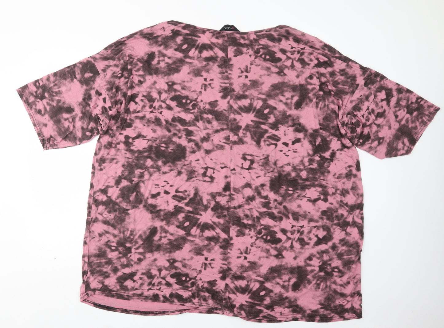 Yours Womens Pink Geometric  Basic T-Shirt Size 22