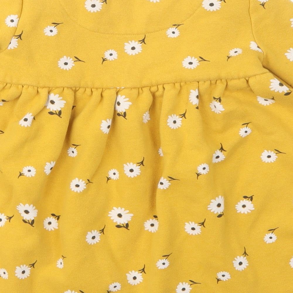 F&F Girls Yellow Floral  Jumper Dress  Size 3-4 Years