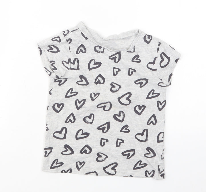 George Girls Grey Geometric Basic T-Shirt Size 3-4 Years