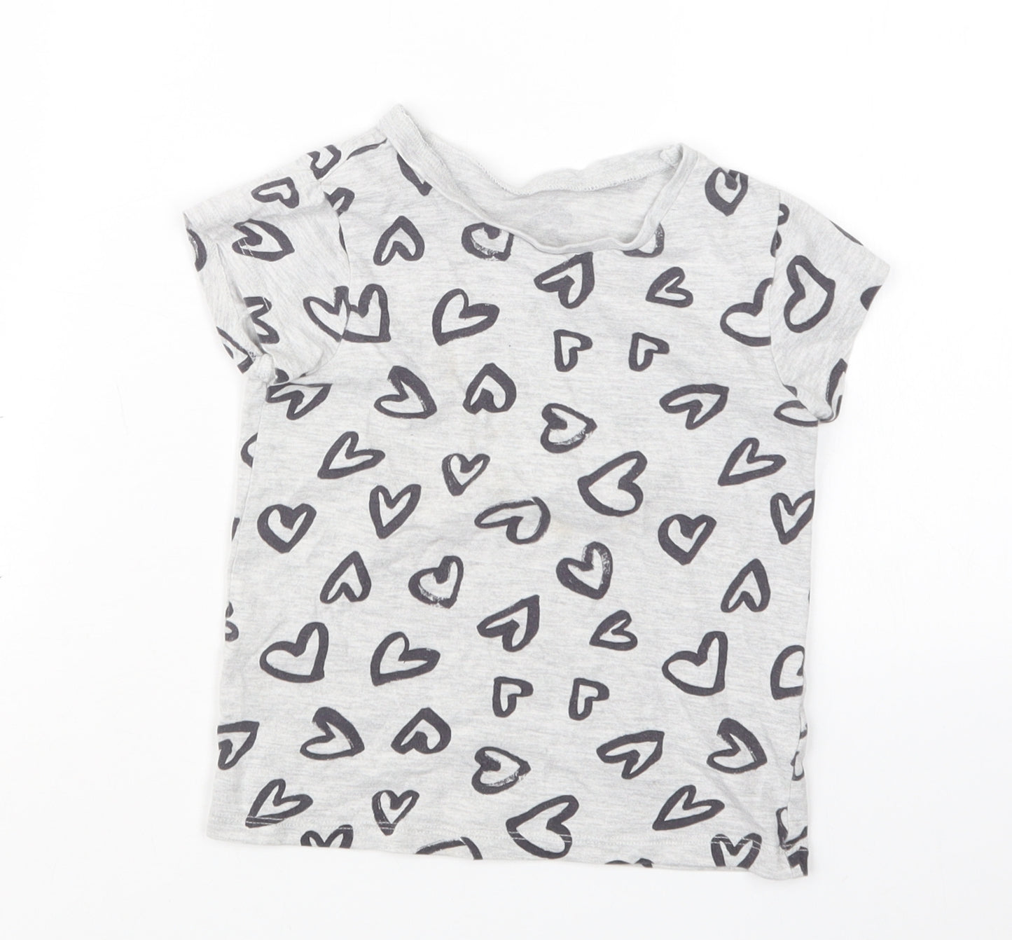 George Girls Grey Geometric  Basic T-Shirt Size 3-4 Years